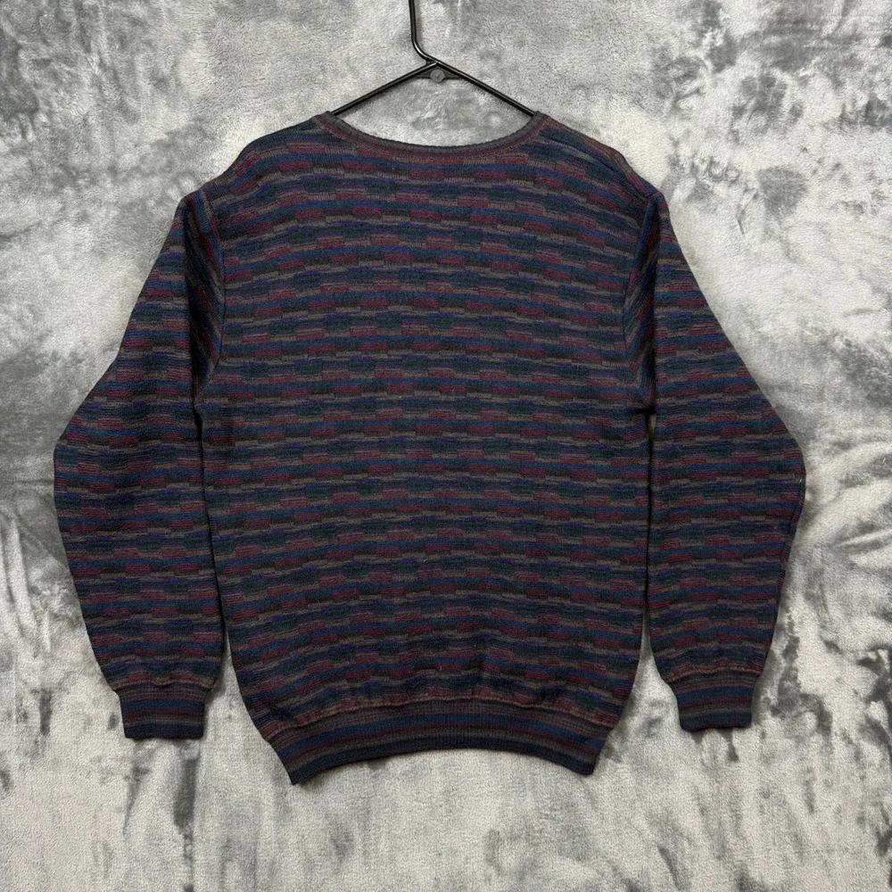 Merino Wool Sweater Mens Large Multicolor Excellent Textured Knit